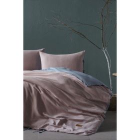 Doqu Home İpliği Boyalı Serisi Mavi 160 x 220 cm Ahenk Tek Kişilik Nevresim Takımı