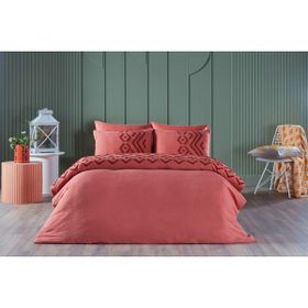 Doqu Home Müslin Zeugma Nakışlı Kiremit Çift Kişilik 200x220 cm Nevresim Takımı