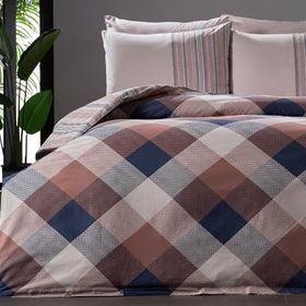 Doqu Home Ranforce Pamuk Kreo Çift Kişilik Kahverengi Nevresim Takımı