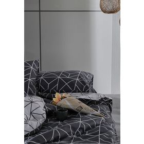 Doqu Home Ranforce Polka Çift King Size Antrasit Nevresim Takımı
