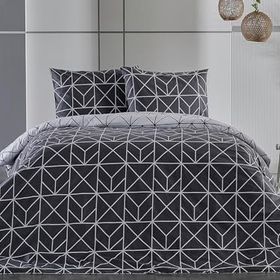 Doqu Home Ranforce Polka Çift King Size Antrasit Nevresim Takımı