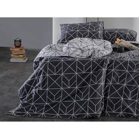 Doqu Home Ranforce Polka Çift Kişilik Antrasit 200x220 cm Nevresim Takımı