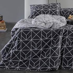 Doqu Home Ranforce Polka Çift Kişilik Antrasit 200x220 cm Nevresim Takımı