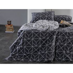 Doqu Home Ranforce Polka Çift Kişilik Antrasit 200x220 cm Nevresim Takımı