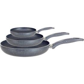 Dora Granitta Gri 3'Lü 22-26-30cm Tek Kulp Granit Tava Seti