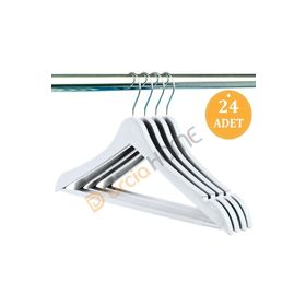Dorcia Home Ahşap Görünümlü Plastik A Kalite 24 Adet Beyaz Askı