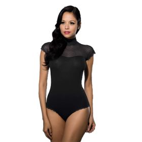 Doreanse 12120 Lacivert Yakası Transparan Boğazlı Body