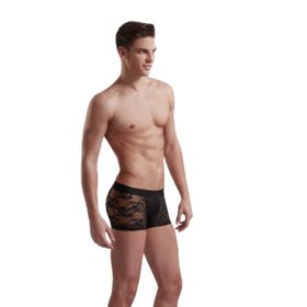 Doreanse 1952 Erkek Siyah Dantelli Çiçek Desenli Mini Paça Transparan Boxer