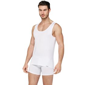 Doreanse 2011 Modal Düz Renk Geniş Bisiklet Yaka Beyaz Erkek Atlet