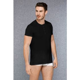 Doreanse 2565 Erkek Micromodal Düğmeli Yuvarlak Yaka Kısa Kol T Shirt