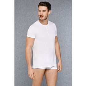 Doreanse 2565 Erkek Micromodal Düğmeli Yuvarlak Yaka Kısa Kol T Shirt