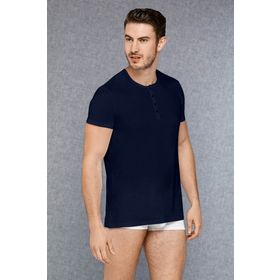 Doreanse 2565 Erkek Micromodal Düğmeli Yuvarlak Yaka Kısa Kol T Shirt