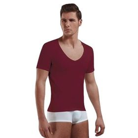 Doreanse 2820 Modal Derin V Yaka Kısa Kol Bordo Erkek T-shirt