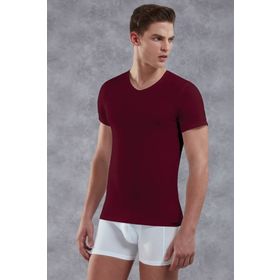 Doreanse 2855 Bordo Erkek V Yaka Kısa Kol T Shirt