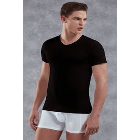 Doreanse 2855 Siyah Erkek V Yaka Kısa Kol T Shirt