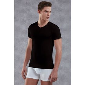 Doreanse 2855 Siyah Erkek V Yaka Kısa Kol T Shirt