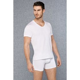 Doreanse 2865 Micromodal V Yaka Kısa Kol Beyaz Erkek T-shirt