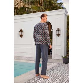 Doreanse 4801 Erkek Füme Pamuklu Uzun Kollu Örme 3'lü Pijama Takımı