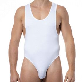 Doreanse 5003 Geniş Yaka Çıtçıtlı Beyaz Erkek Body