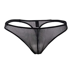 Doreanse Erkek Polyester Siyah Parlak Transparan Tanga String