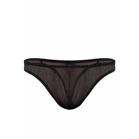 Doreanse Erkek Polyester Siyah Parlak Transparan Tanga String