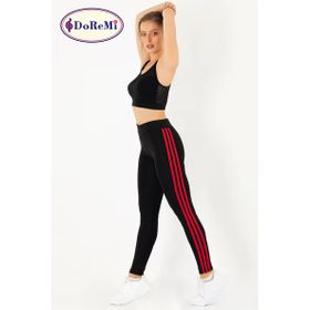 Doremi Active Sportive Kırmızı Üç Çizgili Siyah Kadın Tayt
