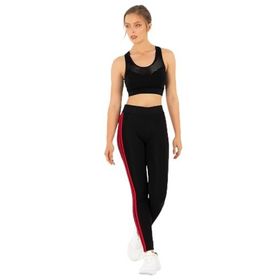 Doremi Active Sportive Kırmızı Üç Çizgili Siyah Kadın Tayt