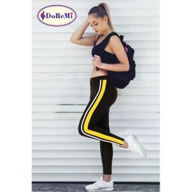 Doremi Active Sportive Sarı Çift Çizgili Siyah Kadın Tayt