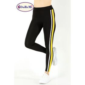 Doremi Active Sportive Sarı Çift Çizgili Siyah Kadın Tayt