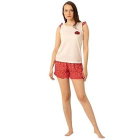 Doremi Bayan Ekru Kırmızı L/XL Pijama Takımı