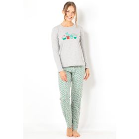 Doremi Bayan Gri Melanj S/M Pijama Takımı