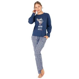 Doremi Bayan Lacivert M/L Pijama Takımı