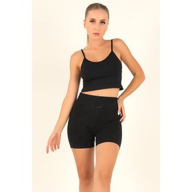 Doremi Seamless Normal Bel Siyah Kadın Kısa Tayt