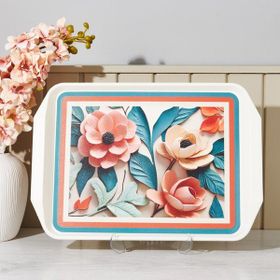 Dory 44x30.5 CM Çiçek Desenli Renkli Tepsi