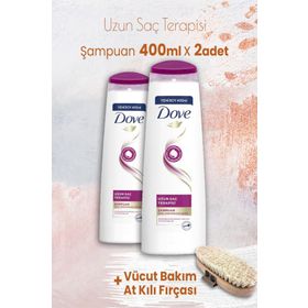 Dove 2x400 ml Uzun Saç Terapisi Şampuan ve Vücut Bakım At Kılı Fırçası