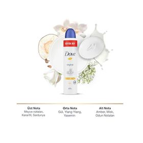 Dove 3x200 ml Original Kadın Sprey Deodorant