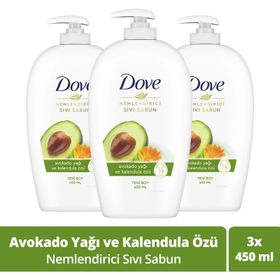 Dove 3x450 ml Nemlendirici Avokado Yağı ve Kalendula Özü Sıvı Sabun