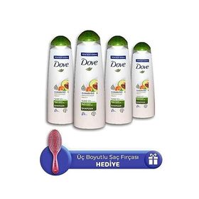 Dove 4x400 ml Avokado Özü Şampuan ve Saç Fırçası Hediye