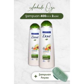Dove Avokado Özlü 2x400 ml Saç Bakım Şampuanı + Şampuan Fırçası