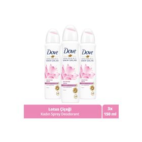 Dove Işıldayan Bakım Lotus Çiçeği Kokusu 3x150 ml Kadın Sprey Deodorant