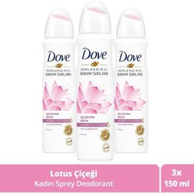 Dove Işıldayan Bakım Lotus Çiçeği Kokusu 3x150 ml Kadın Sprey Deodorant