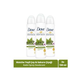 Dove Matcha Yeşil Çay ve Sakura Çiçeği 3x150 ml Sprey Deodorant