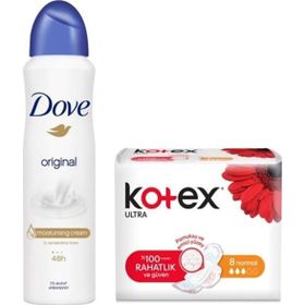 Dove Original 150 ml Sprey Deodorant + Kotex Normal 8 Adet Hijyenik Ped