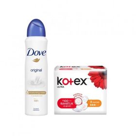 Dove Original 150 ml Sprey Deodorant + Kotex Normal 8 Adet Hijyenik Ped