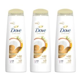 Dove Ultra Care Güçlendirici Bakım Hindistan Cevizi Yağı 3x400 ml Saç Bakım Şampuanı