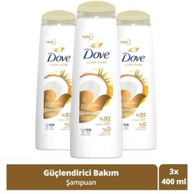 Dove Ultra Care Güçlendirici Bakım Hindistan Cevizi Yağı 3x400 ml Saç Bakım Şampuanı