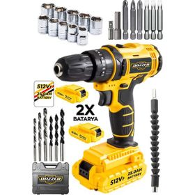 Dozzer Alman Cift Sogutma 512 VF 25 Ah Bakır Sargılı Motor 27 Parça Akülü Vidalama Matkap
