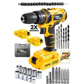 Dozzer Alman Walter Seri 512VF 25 Ah Bakır Sargılı 27 Parça 2x Akülü Vidalama Matkap