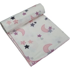 Dp Home Flanel Ay Yıldız Pembe Bebek Battaniyesi