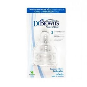 Dr Browns 0+ Ay 1.Aşama 2'li Options Dar Ağız Silikon Biberon Emziği